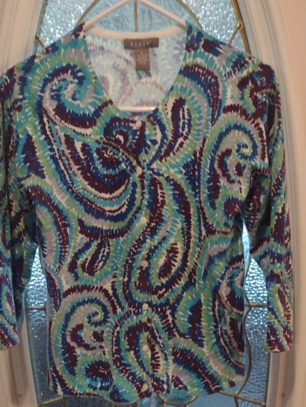 Kenar Multicolor Swirl Cardigan - Blue/Teal/Purple